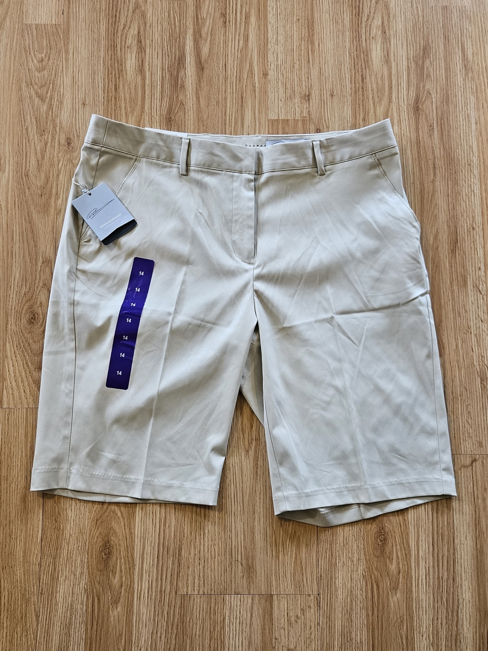 Greg Norman Collection Women's Beige Stretch Bermuda Shorts Size 14